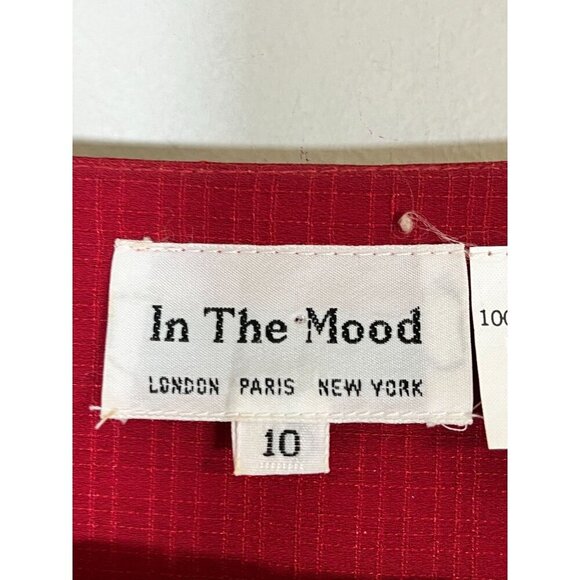 Retro Floral Lace Midi Dress 10 Red Workwear 70s Classic Chic Hippie Boho Pleats - Picture 2 of 12